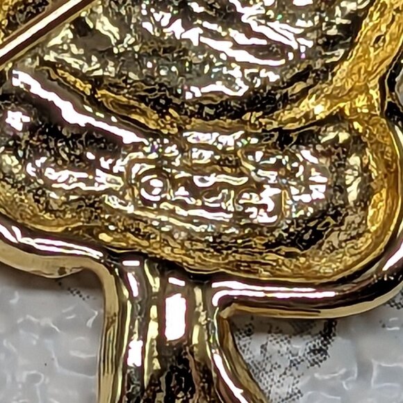 Vintage Gold-Tone Reindeer Brooch Pin With Scarf and Pom-Poms By AJC - Picture 2 of 3